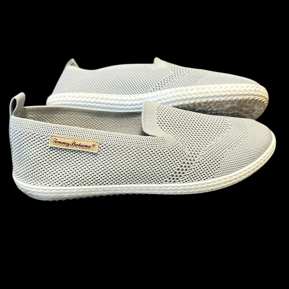 Tommy Bahama Womens Slip On Knit Sneakers Light Gray Comfort Casual‎ Shoes